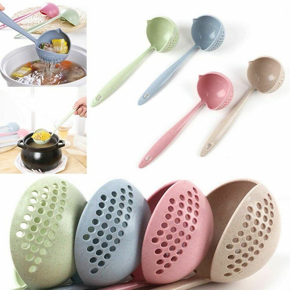 2 In 1 Plastic Pollepel Servies Keuken Gadgets Lange Handvat Soep Lepel Thuis Zeef Koken Vergiet Keuken Scoop