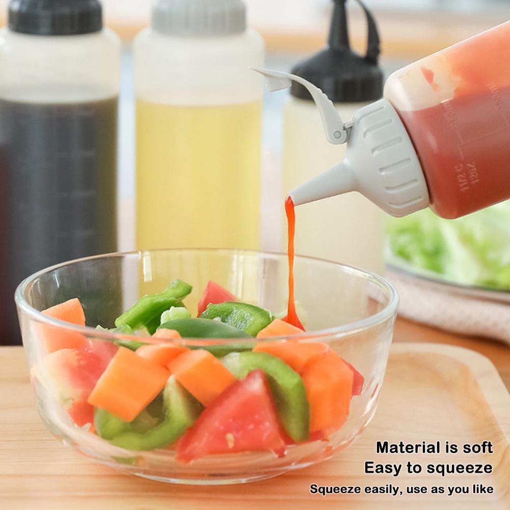 350ml/175ml Squeeze Sauce Bottle Kitchen Seasoning Bottle Salad Ketchup Olive Oil Bottles With Scale Kitchen Cooking Gadgets