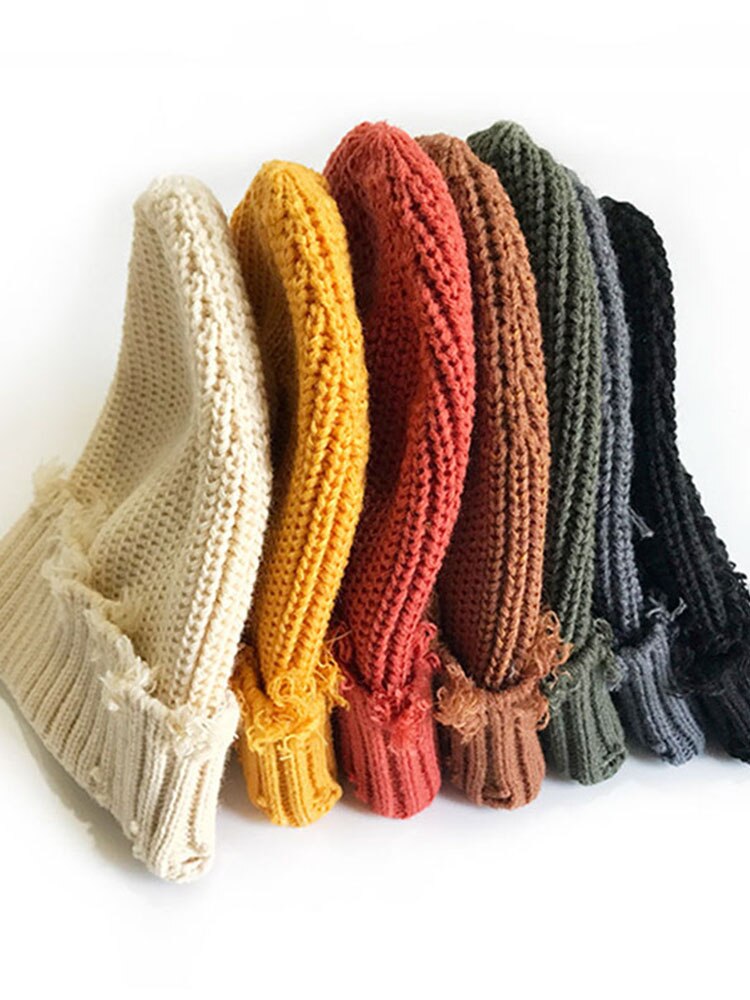 Gat bedelaar gebreide muts retro winter herfst dames heren pet mutsen effen kleur persoonlijkheid unisex mutsen eenvoudig warm gorras