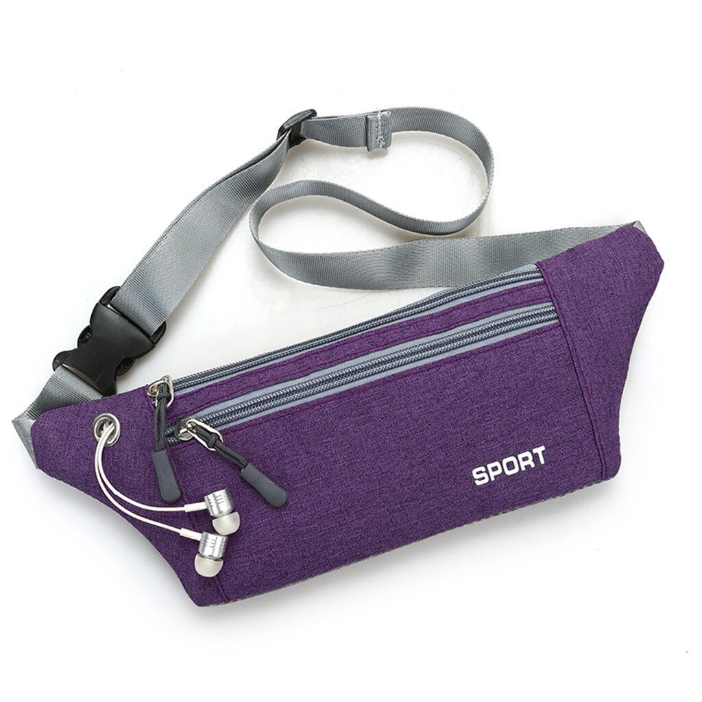 Riñonera para deporte al aire libre con bolsillos multifunción Unisex, riñoneras con cinturón para Mujer y hombre, Bolsas #25: Purple