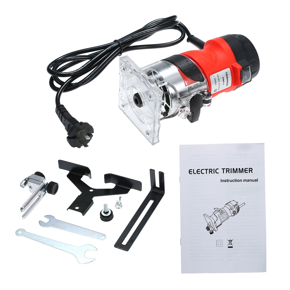 Trim Router With Transparent Base Edge Guide Wood Trimmer Compact Palm Router for Woodworking Trimming Slotting Notching