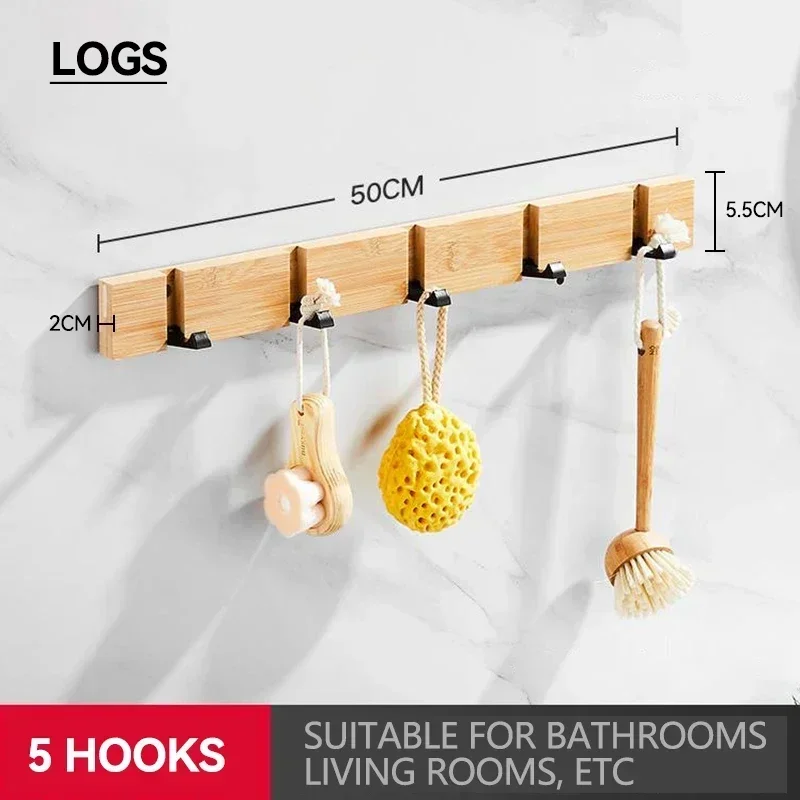 Opvouwbare Bamboe Onzichtbare Badkamerhaak Houten Ophanghaken Jas Handdoekhangers Huishoudelijke Boomstammen Witte Antieke Kleur Rijhouder: Zilver