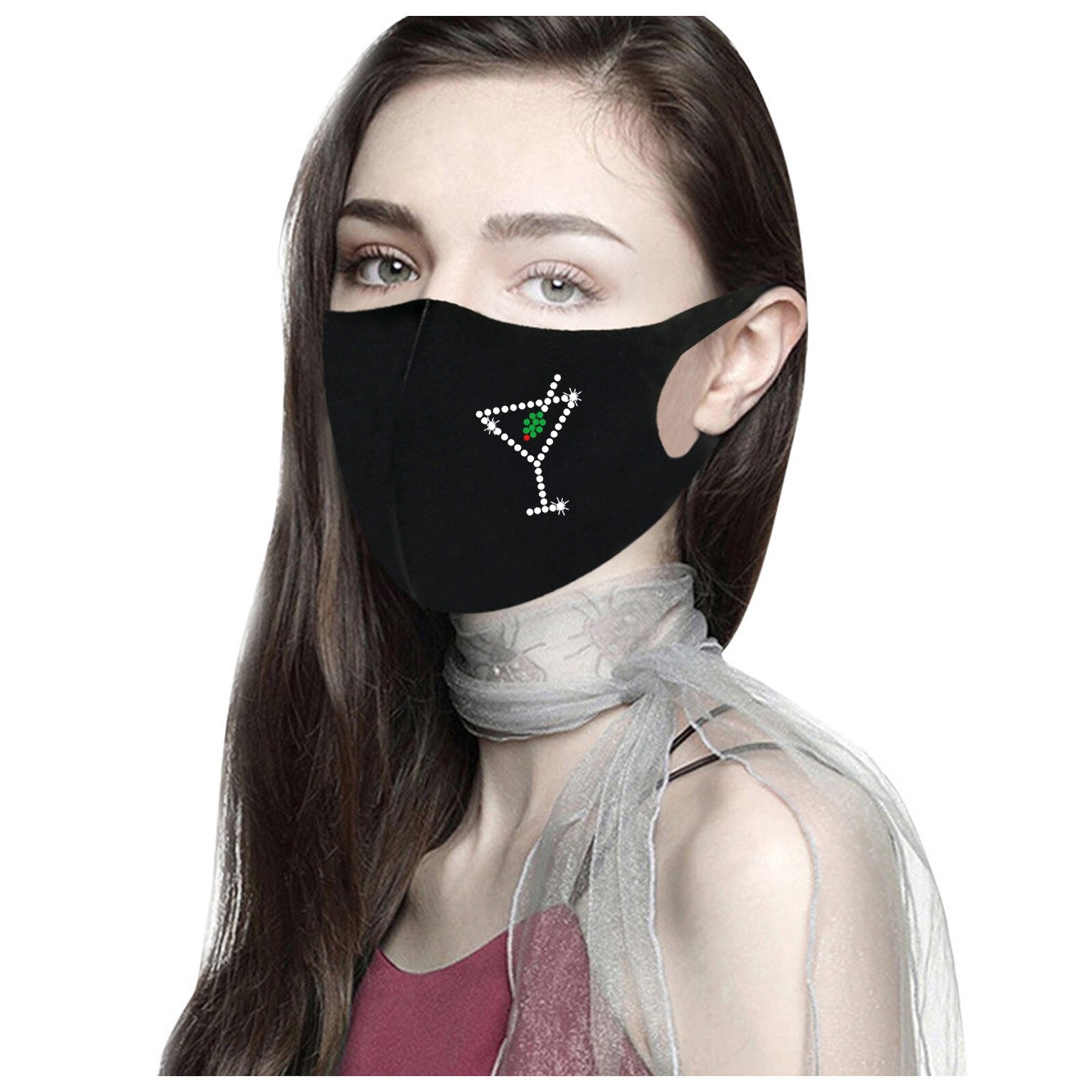 Mascarilla de cara de ciclista para adultos, máscaras de Navidad, con diamantes, reutilizables, para prevenir la contaminación, para exteriores: I