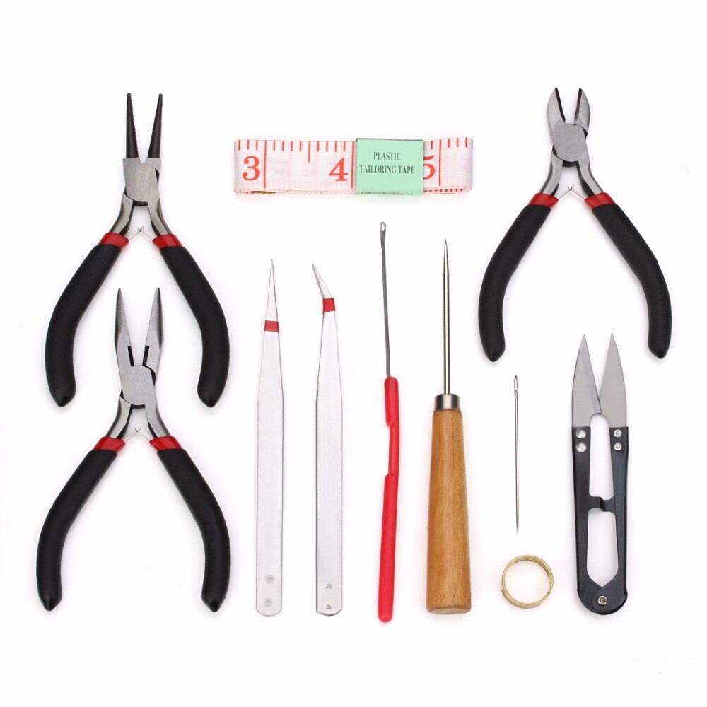 Jewelry Tool Kit DIY Tools Set Equipment For Jewelry Making Repair with Plies Scissor Beading Tweezers and Pins and Tape Measure