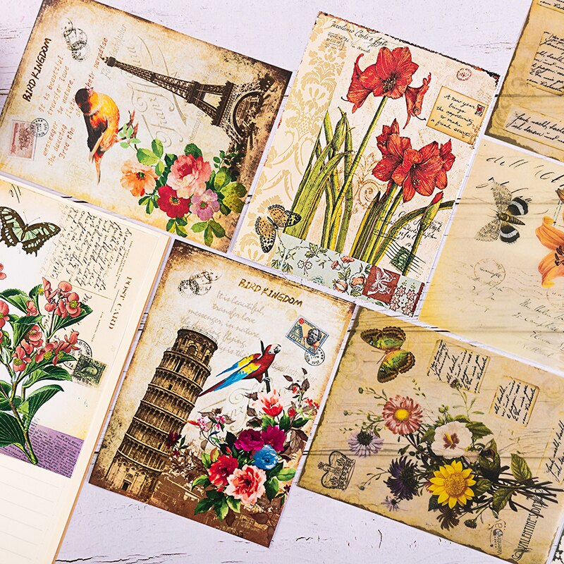 8 teile/satz Jahrgang Vogel Englisch Buchstaben Pergament Papier Pack für Scrapbooking Glücklich Planer Karte, Der Müll Tagebuch Projekt: I