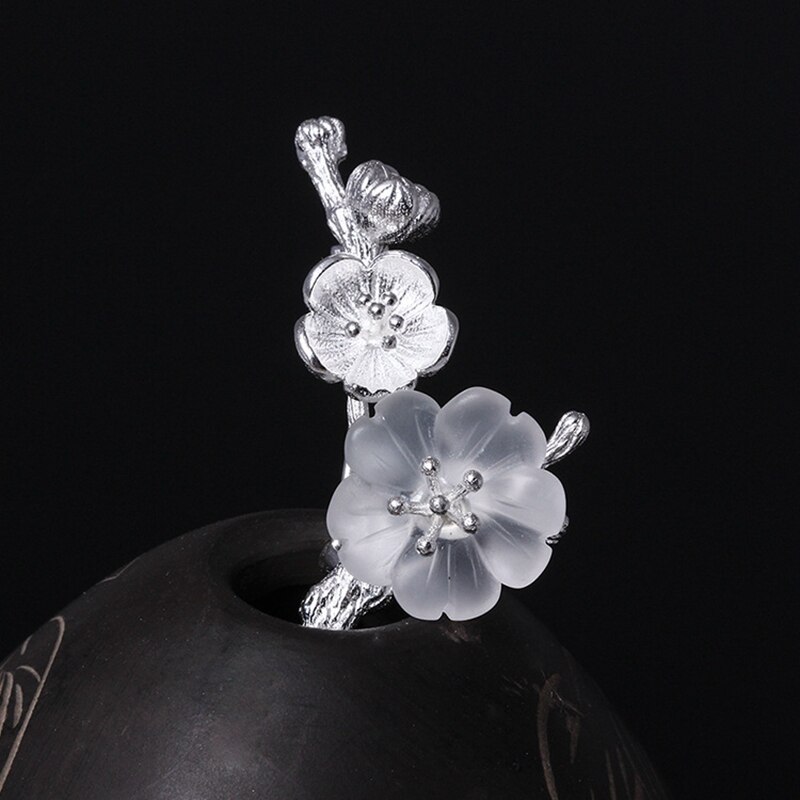 Plum blossom kristall broschen 925 sterling silber 3,26g Vintage broschen eleganz wilden broschen für frauen edlen schmuck