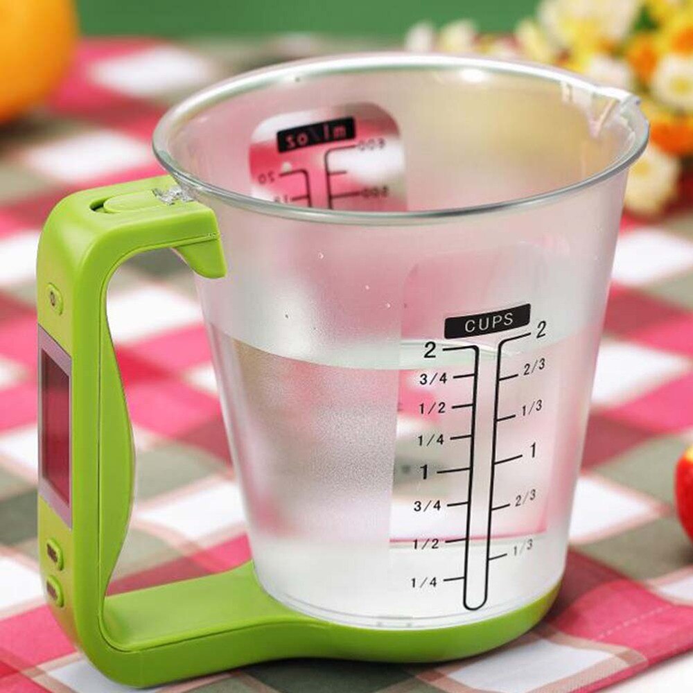 Multifunction Digital Measuring Cup Electronic LCD Display Kitchen Measuring Cup 1000g/1g Powder Cup (Light Green)