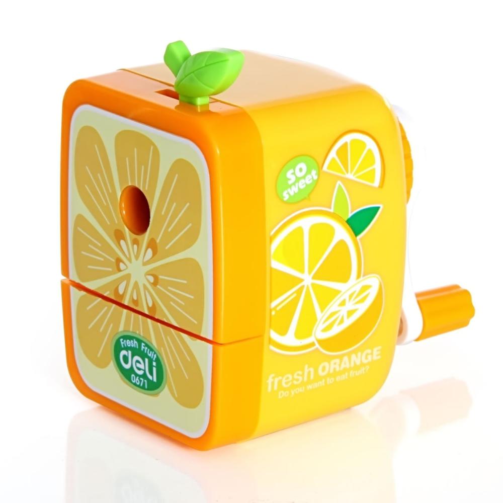 Cute Fruit Pensil Sharpener Kawaii IMC Rh Walnut Hand Crank Pencil Cutting Machine Cartoon Stationery: Orange