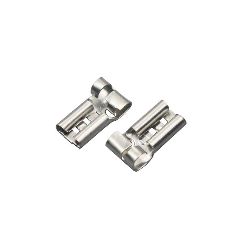 100Pcs 6.3Mm Vlag-Haak Schakelaar Klauw-Type Vrouwelijke Terminal Plug-In Aansluiting Koude Compressie terminal Koperen Connector