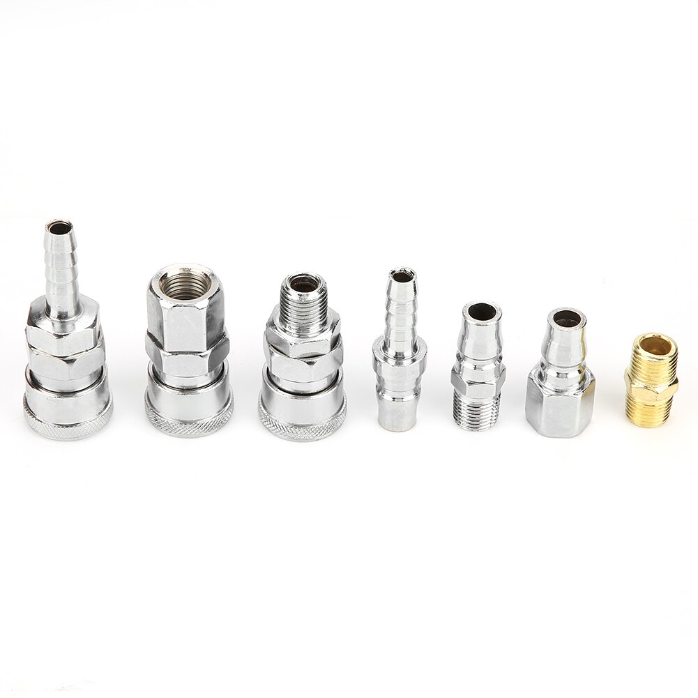 18pcs Line Hose Air Compressor Connector Quick Release Assembly Set 1/4 Inch Pneumatic Iron Parts Quick Connector Tool
