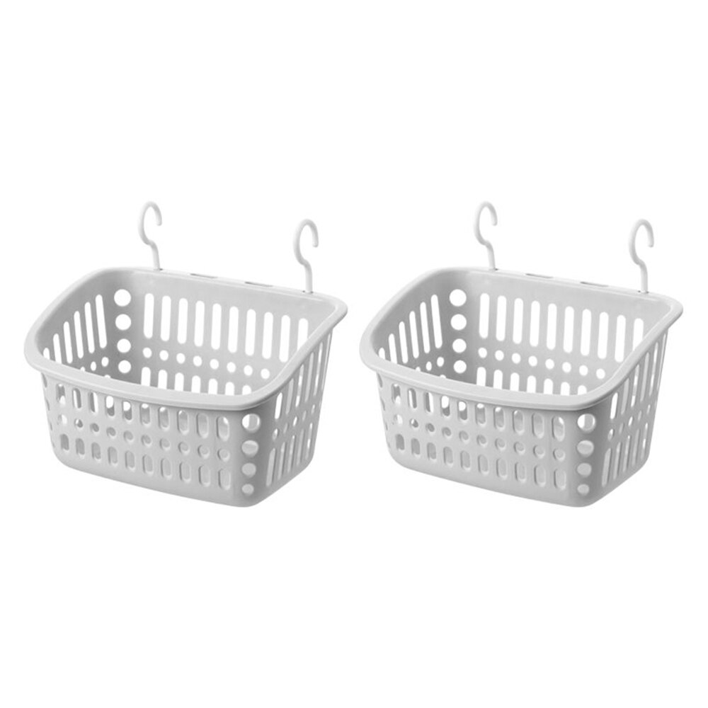 2 stk plast hængende kurv elegant minimalistisk køkken badeværelse artikel organizer opbevaringskurv: Hvid