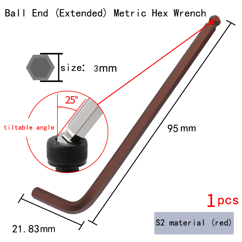 S2 Allen Key Hexagonal Screwdriver Extended Allen Wrench Set 1.5/2/2.5/3/5/6/8/14/17mm: black