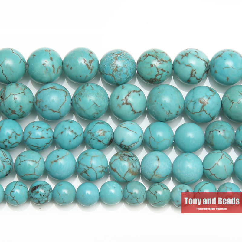 Natuurlijke Lt Blauw Howliet Turquoise Ronde Losse Kralen 15 "Strand 4 6 8 10 12 MM Pick Maat voor Sieraden TB16
