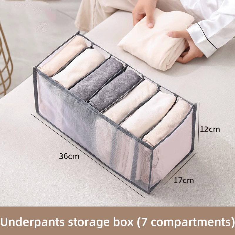 Jeans Organization Storage Box Closet Organizer For Underwear Clothing System Socks Pants Drawer Organizers Cabinet: light yellow