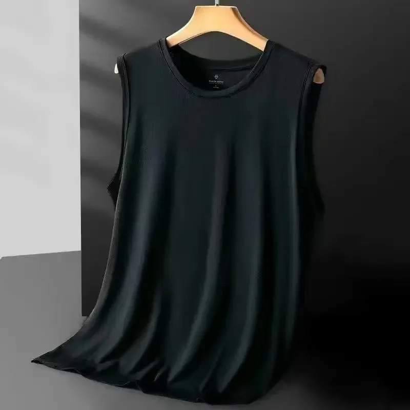 Herre issilke mesh vest let sports sommertøj ærmeløs t-shirt tanktop afslappet overtøj: 4xl / Beige