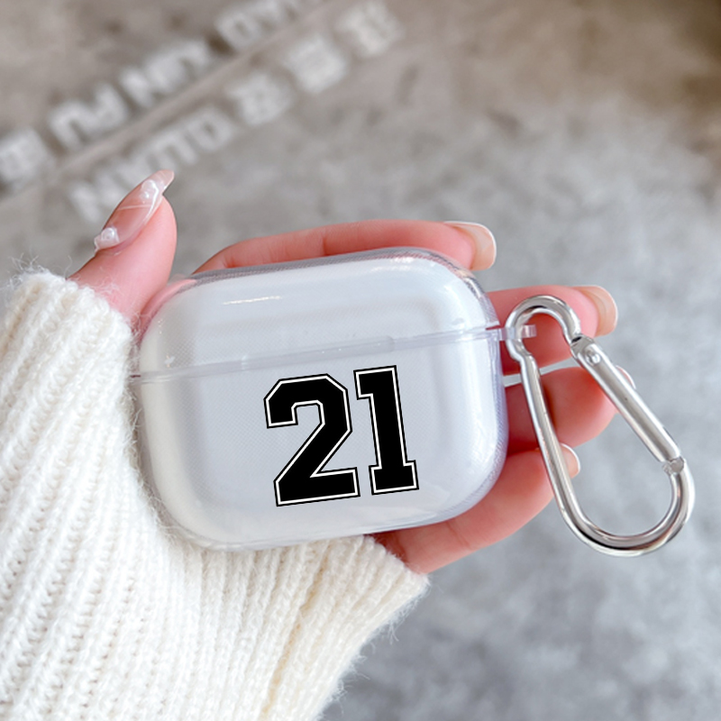 Hoesje Voor Apple Airpods 2 1 Oortelefoon Hoesjes Met Haak Mode Zwart Nummer Voetbal Voor Airpod Pro 3 Pro2 Doorzichtige Beschermhoezen: 3x / KORAAL