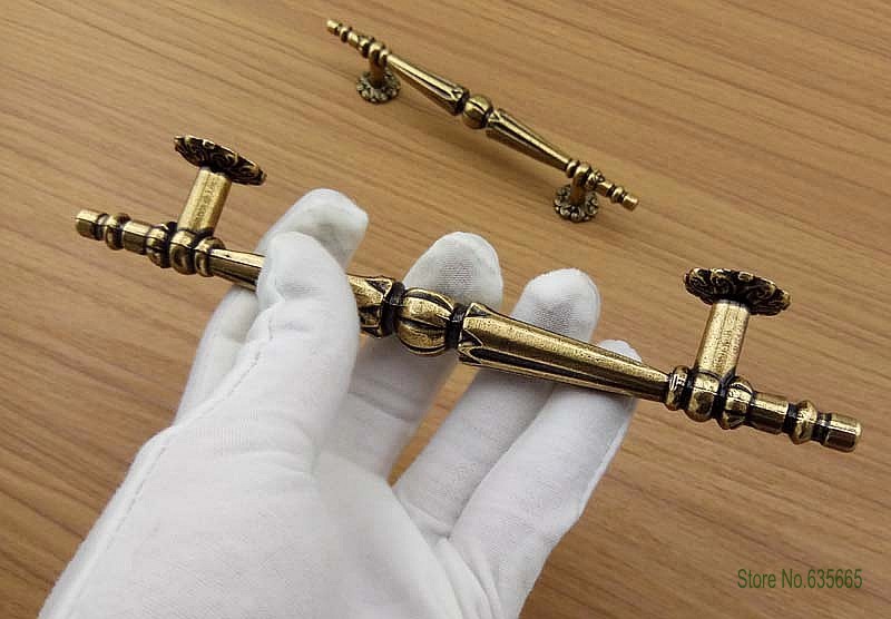 Tirador de herrajes para muebles clásicos de bronce antiguo, tiradores de puertas de madera para cajones, armarios de cocina