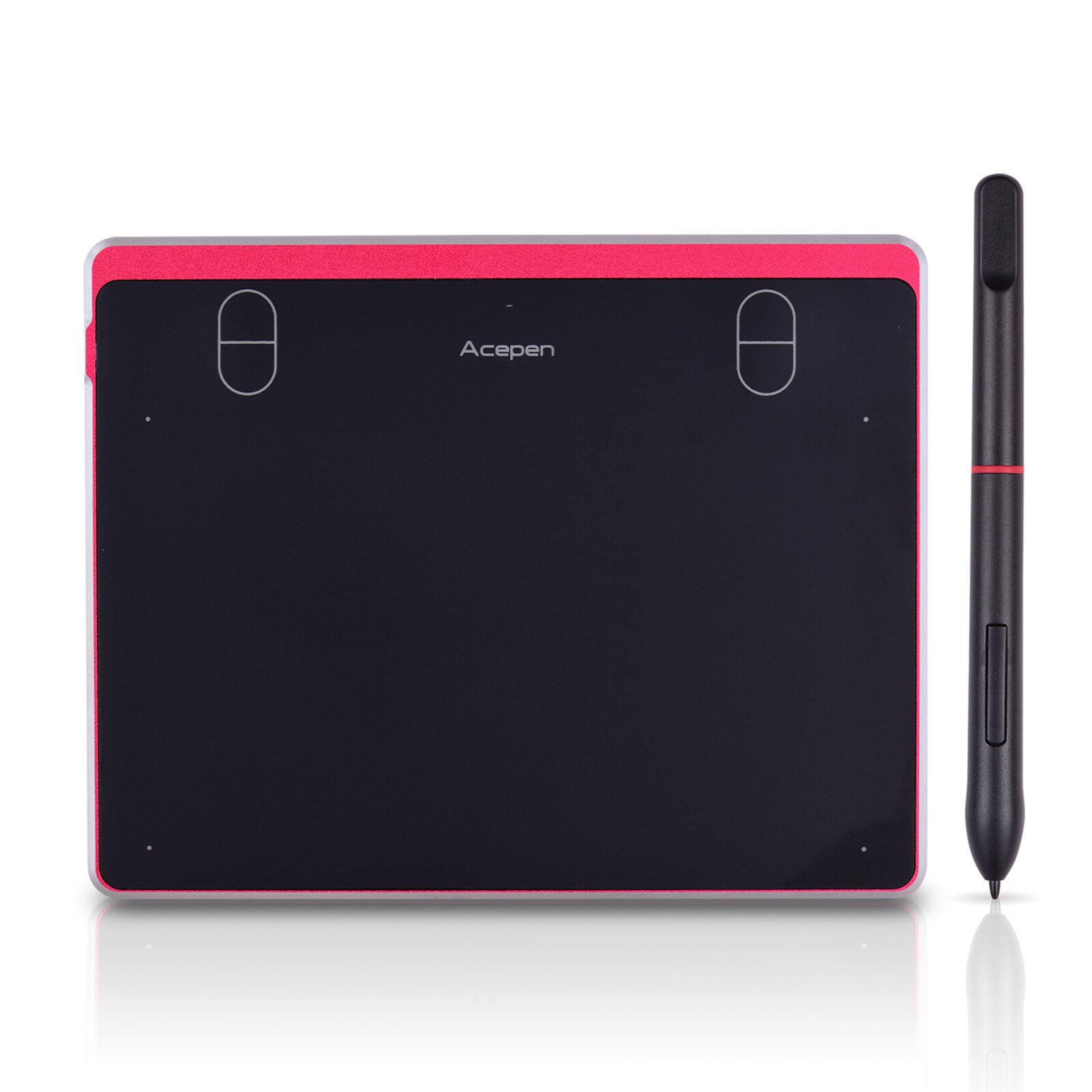 Acepen AP604 Digital Graphic Drawing Tablet Ultra-Thin Board 4 Shortcut Keys Battery-free Passive Stylus 8192 Levels Pressure: Red