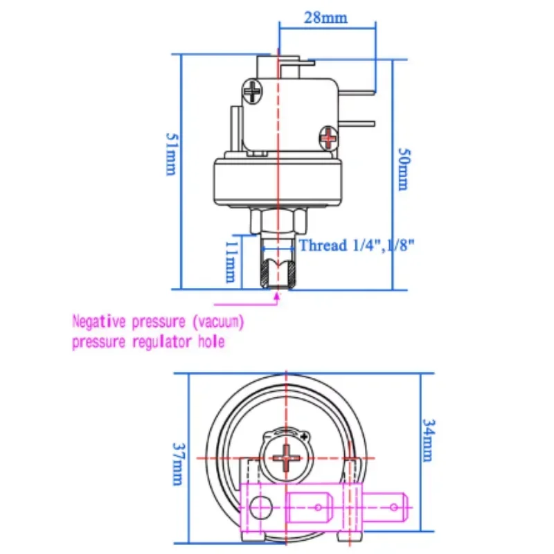 G1/4 G1/8 Vacuum pressure switch -90- -10kpa Adjustable pneumatic Negative Pressure Switch Vacuum pump pressure control switch