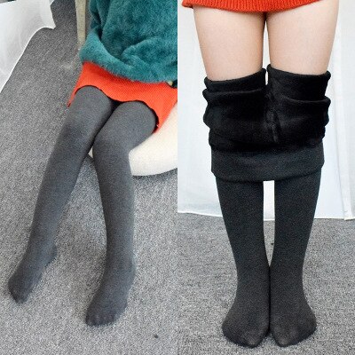 Winter Bont Meisjes Leggings Dik Fluwelen Kinderen Broek Warm Elastische Taille Katoen Kids Meisjes Broek: L(7-9Year) / gray