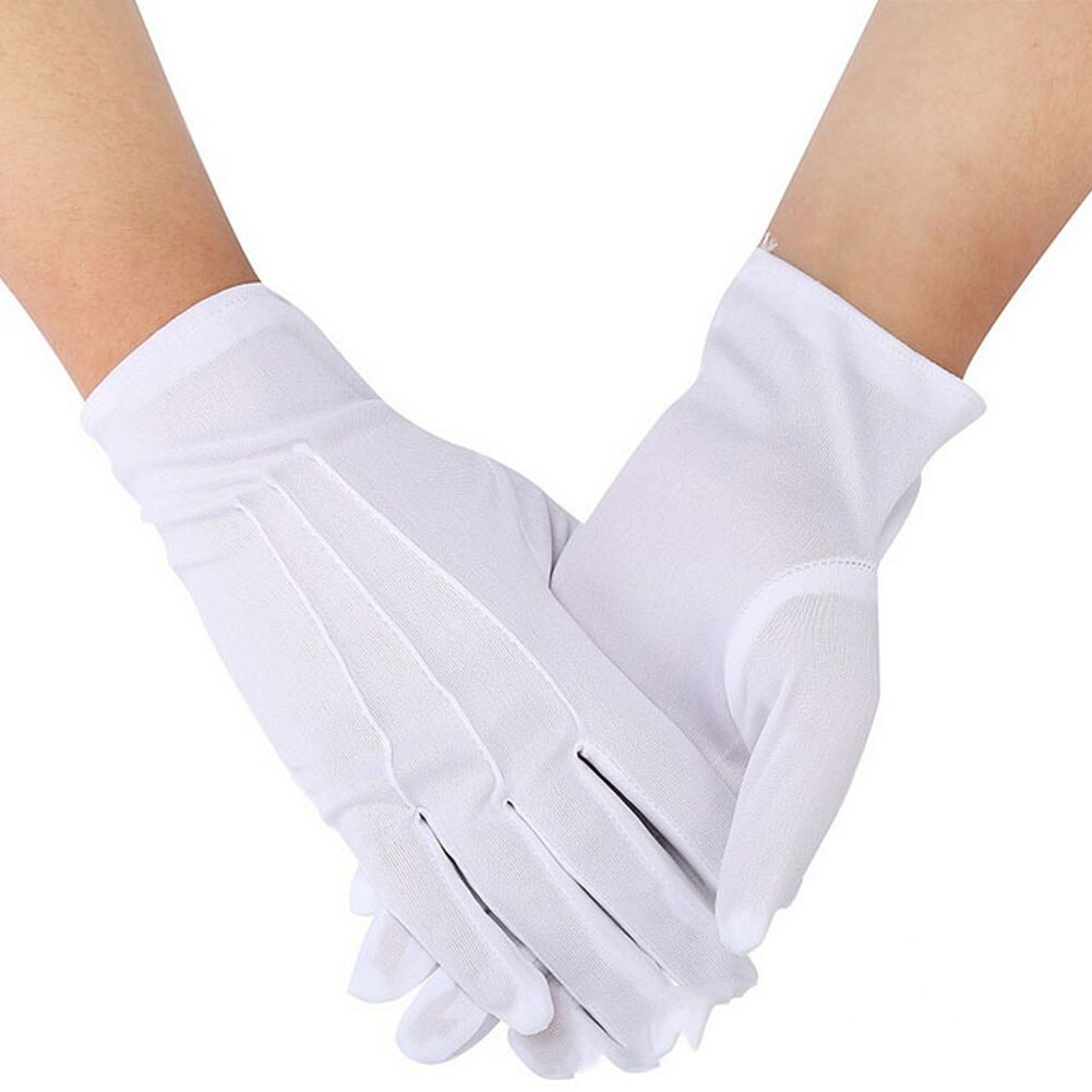 1 paar Feste Weiß Rauchen Handschuhe Party Festliche Hochzeit Zeremonie Formale Uniform Schutz Band Diener Kellner Handschuhe