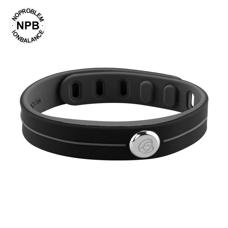 【FDA Registration】Noproblem Smart 3000ions Waterproof Sports Rubber Power Health Choker Tourmaline Band Bracelet P101: silver-grey