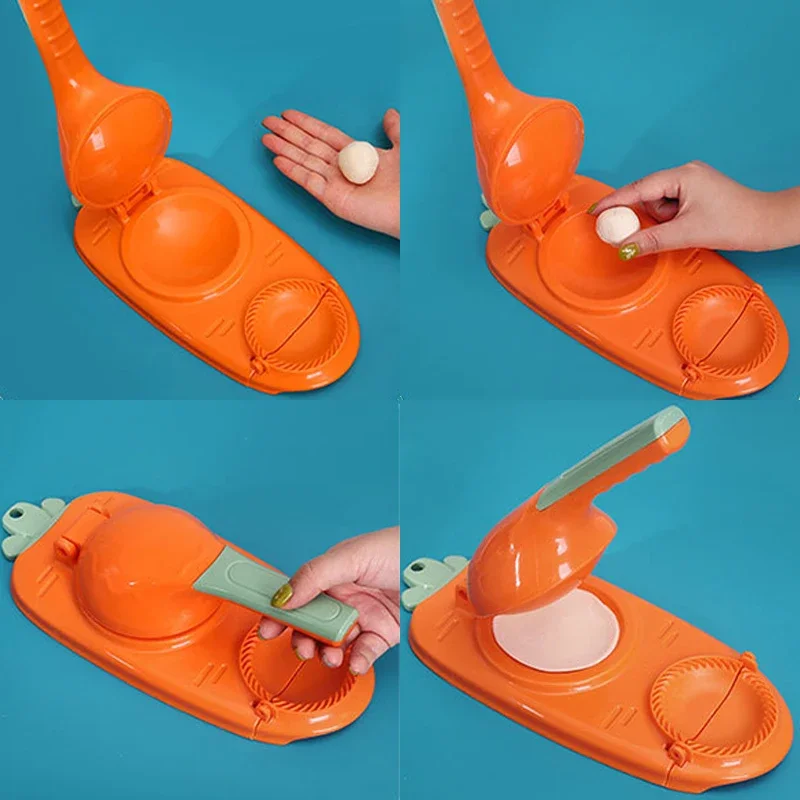 Kit prensador de envoltorio para hacer dumplings 2 en 1, máquina trituradora de masa Manual para ahorro de trabajo, utensilio de cocina, herramienta para hornear pasteles de manzana