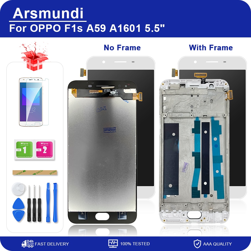 5.5" For OPPO F1s A59 A1601 LCD Display Touch Screen Digitizer Assembly With Frame Replacement Parts +