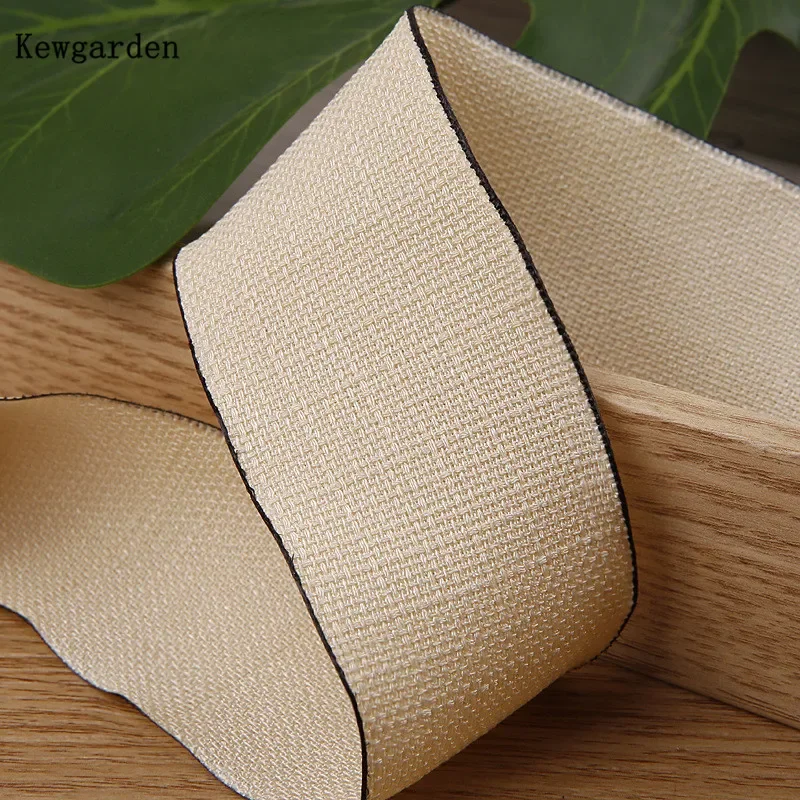 Kewgarden 40mm 1,5 "cinta de lino y algodón DIY lazos para el cabello accesorios de costura cinta hecha a mano manualidades 10 yardas: Marfíl