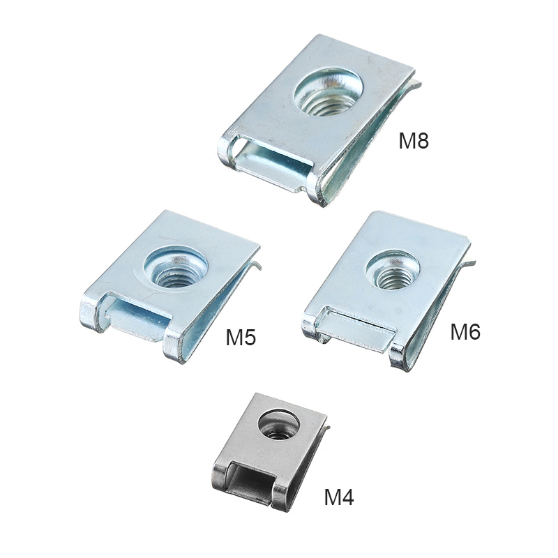 10pcs M4/M5/M6/M8 U Nuts Speed Clip Fastener Assorted Kits 304 Stainless Steel U-shaped Clip Chimney Nut For Motorcycle Car