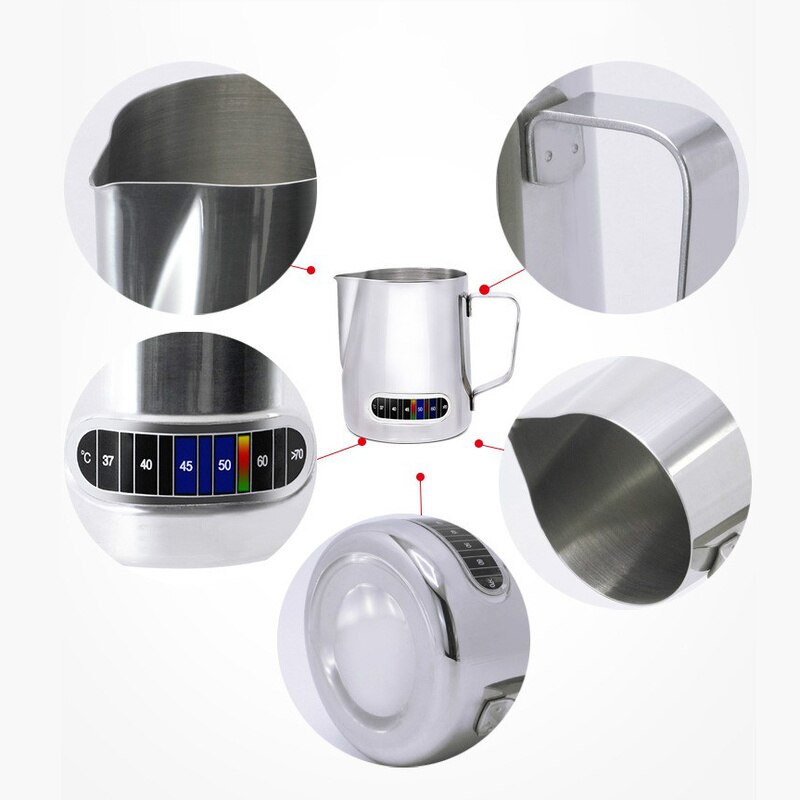 Kaffee Milch Aufschäumen Krug Mit Gebaut-in Thermometer, Edelstahl (20 unzen/600 ml)