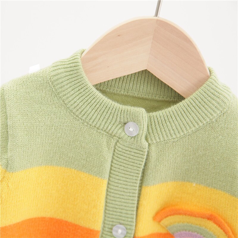 Enfant en bas âge bébé filles Cardigan pull arc-en-ciel rayé automne enfants enfants vêtements décontracté és 3-8 ans