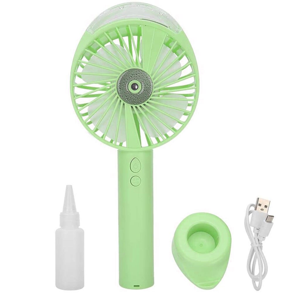 Mini Portable Handheld Water Mist Spray Cooler USB Rechargeable Cooling Fan: Green