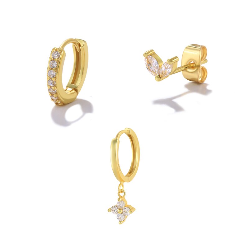 Canner colorido zircão piercing cartilagem hoop brincos para mulheres boêmio geométrico cristal redondo brinco moda jóias presentes: set3