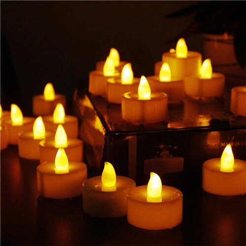 12 pcs Flickering Flameless LED Tea light Flicker Tea Candle Light Party Wedding Candels Safety Home Decoration