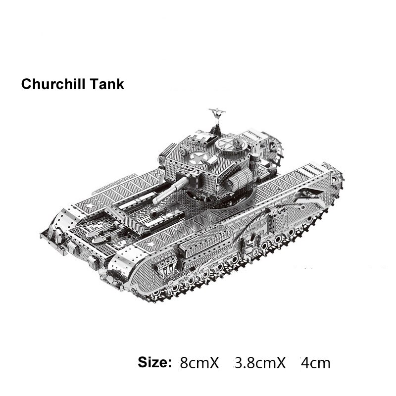 Tank 3D Metal Puzzle T34 tiger Sherman Js-2 M1 Abrams 97 chi-ha tank model KITS Assemble Jigsaw Puzzle Toys For Children: 35-Churchil Tank