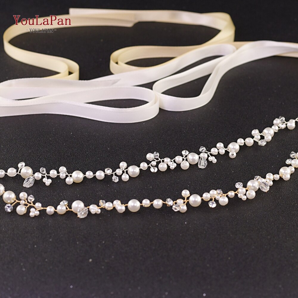 TOPQUEEN perła wykonana ręcznie robić włosów tiara kryształowy wianek dla panny młodej biżuteria robić włosów ślubne na włosy kawałki stroiki ślubne dla kobiet HP03-G