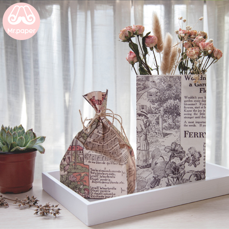 Mr paper Washi paper bag mini Stand up Retro Pote Bags Letter Life Art Open Top Packing paper Treat Bag