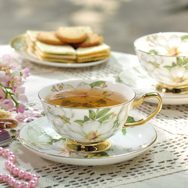 Camellia English coffee-cup set espresso cups home ceramic European afternoon-tea cup set box packaging girlfriend