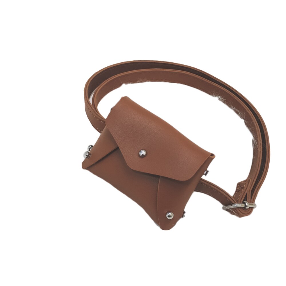 Children's Bag Mini Square Bag Rivet Pouch Kids Girl Cute Waist Packs Korean Shoulder Messenger bag: Brown