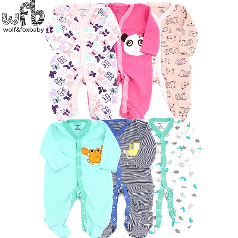 Wobfaobxylf 3 teile/paket Lange Ärmeln Footies für 0-12months Baby