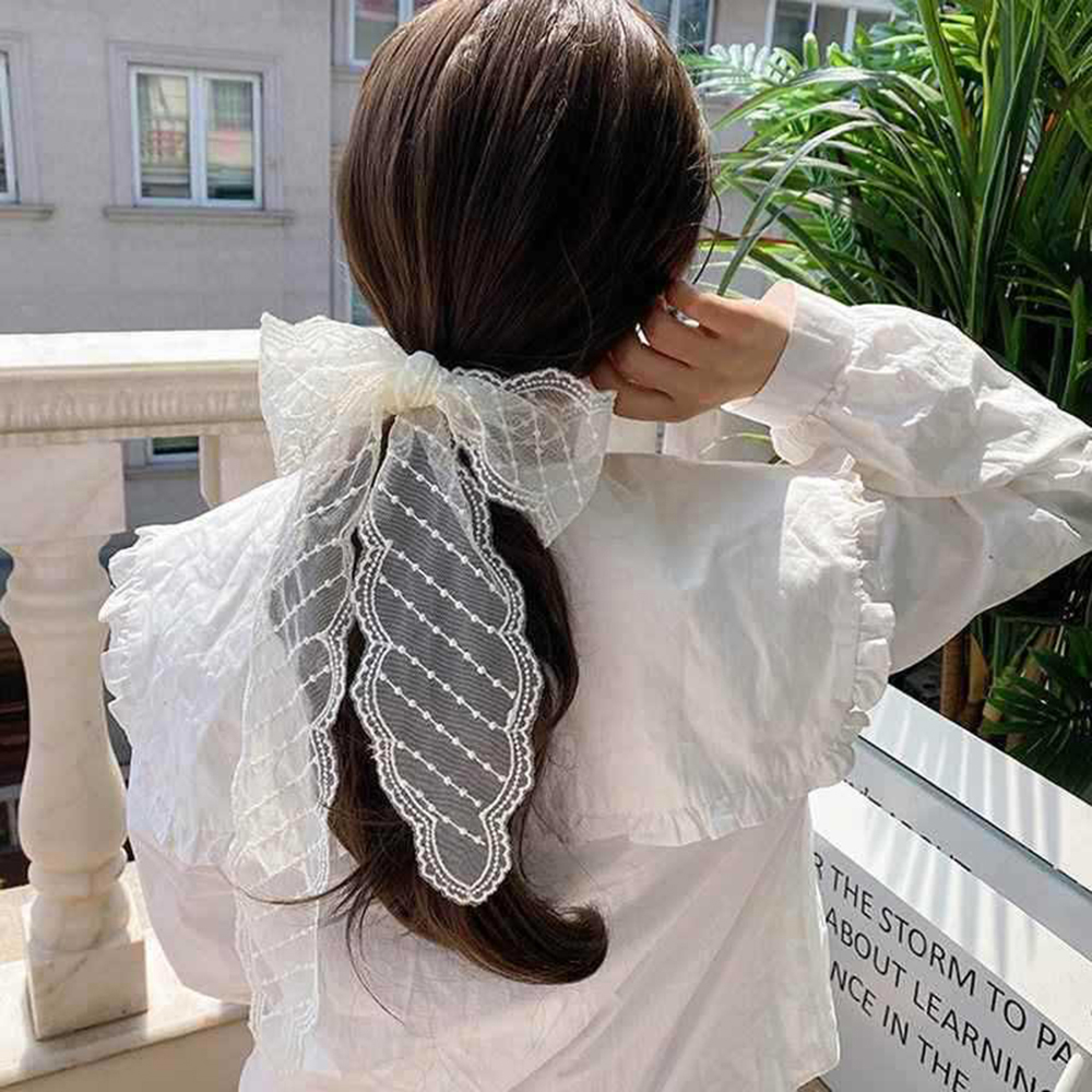 Vintage Spitze Haar Schal Sommer Süße Schleife Stirnband Elegante Band Dekor Haarband Lange Schmale Halstuch Dekorative Schal