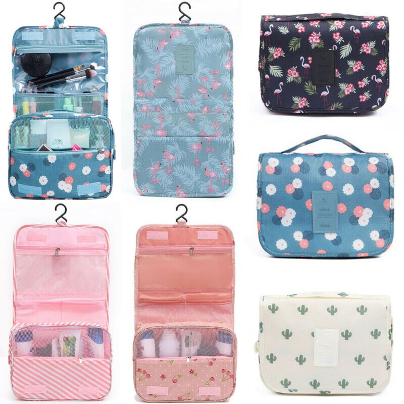 Bolsas de cosméticos neceser Portátil Bolsa de maquillaje bolsa de viaje de lavado plegable colgante estuche de almacenamiento con cremallera organizador impermeable