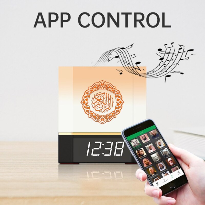 Altoparlante Bluetooth telecomando senza fili LED luce notturna Smart APP Control orologio digitale AZAN con traduzione della recitazione del corano