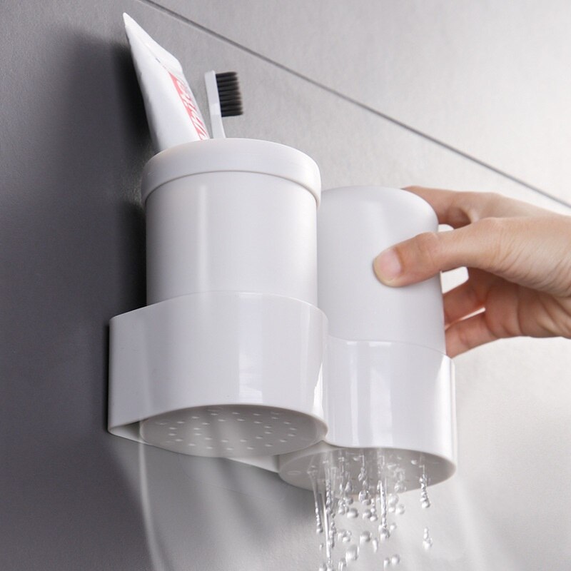 Tandenborstel Rack Muur Gemonteerde Badkamer Mond Cup Tandheelkundige Doos Bekerhouder Huishoudelijke Paar Gorgelen Cup Set