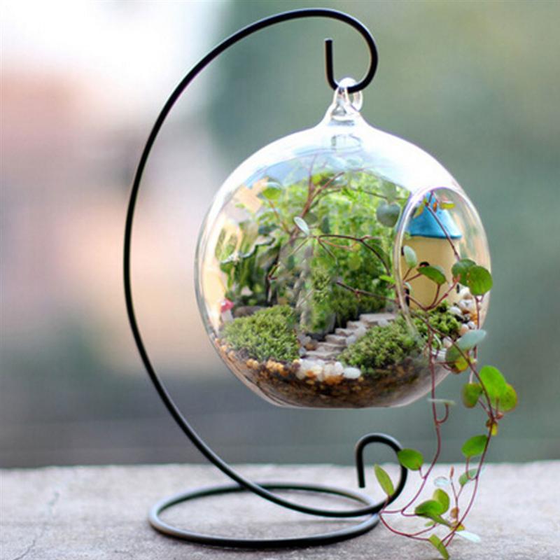 3pcs Ornament Display Stands Air Plant Display Stand Iron Hanging Stand Air Plant Hanging Bottle Iron Hanger Suspension Bracket