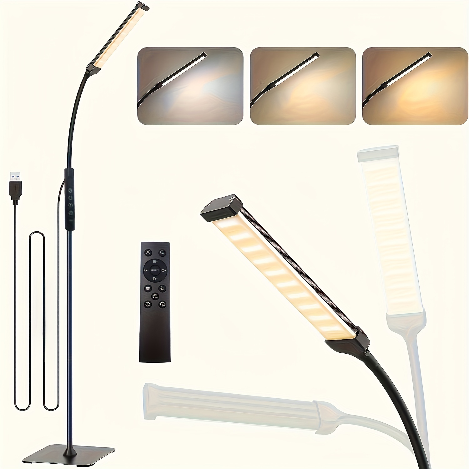 1.4m 2-- i- -1 funktion normal gulvlampe og rgb atmosfære gulvlampe 360 grader justerbar fleksibel svanehalsrør