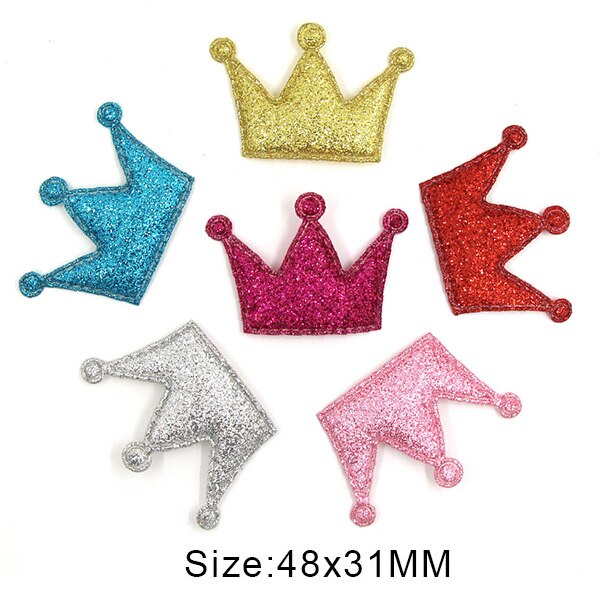 50 Stuks Glitter Gewatteerde Patches Kleurrijke Crown Bling Applicaties Sequin Patches Voor Kleding Diy Hoofddeksels Accessoires Bruiloft Decor: Big Crown Mix