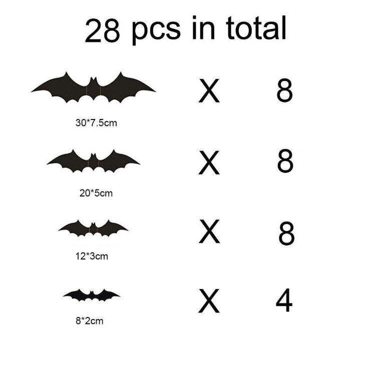 Halloween dekorasjon 3d svart pvc flaggermus halloween fest diy dekor veggklistremerke bar rom halloween fest skummel dekor rekvisitter