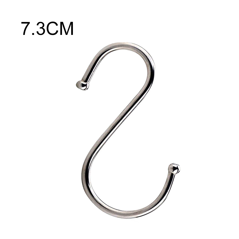 S-Shaped Hooks Door Hanger Stainless Steel Free Punching Cabinet Door Wardrobe Clothing Clothes Hook Kitchen Sundries Hooks: 7.3cm